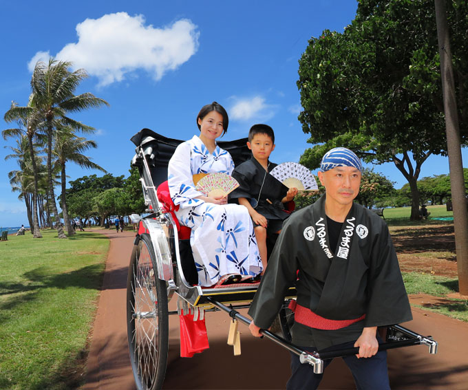 ハワイに日本の人力車